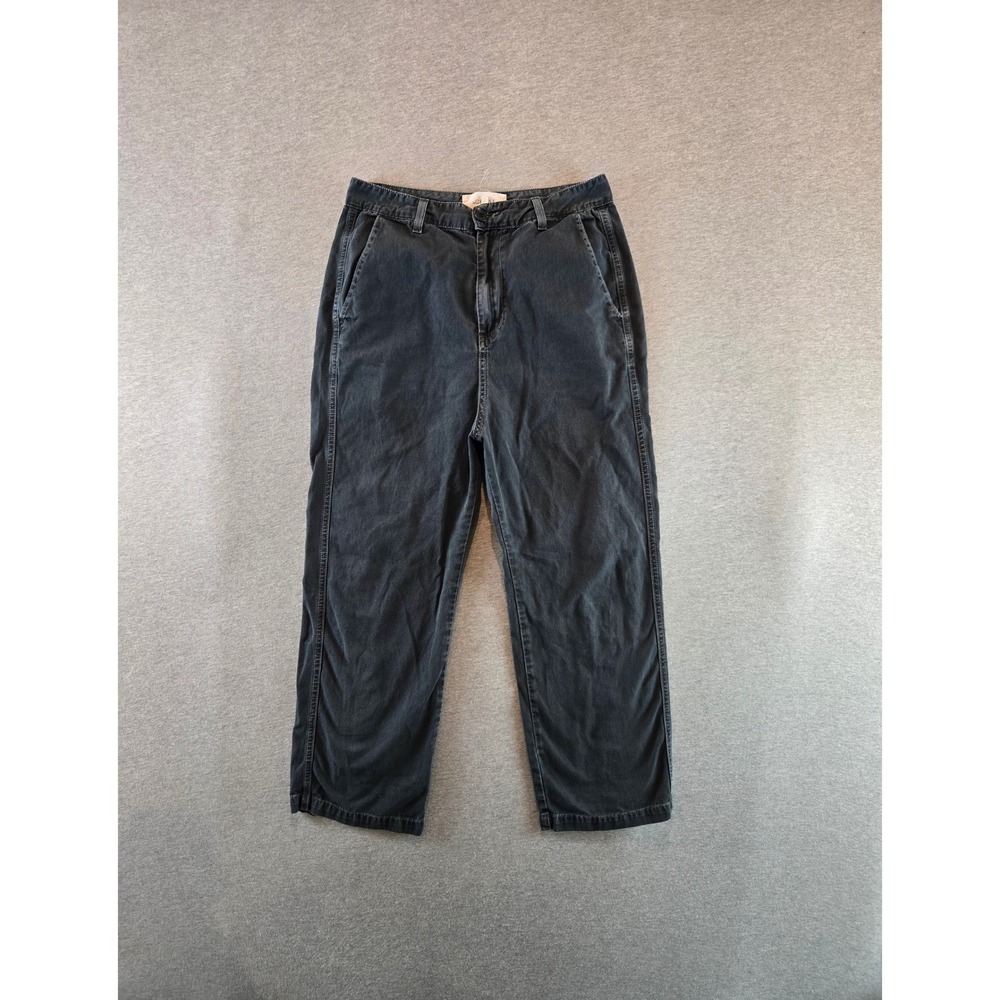 The Great Pants Womens 25 Black Cotton Twill High Rise Relaxed Cropped Made USA